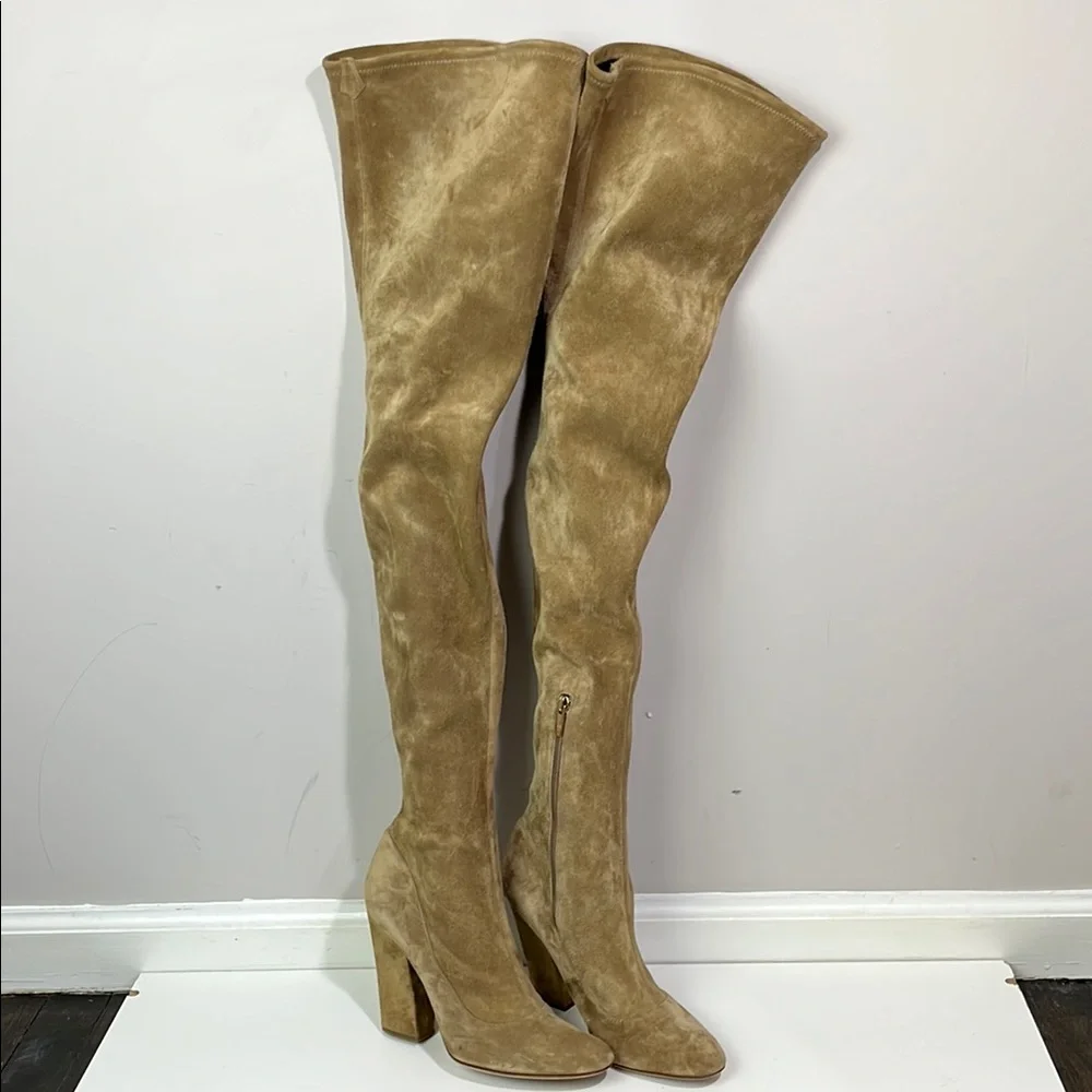 Sergio Rossi over the knee suede boots